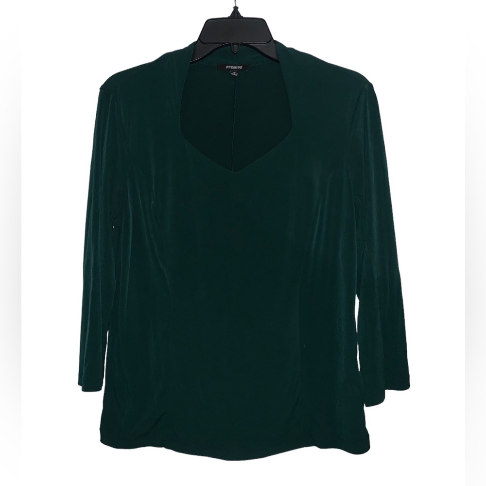 Premise Forest Green Stretch‎ Knit Blouse Size Medium
